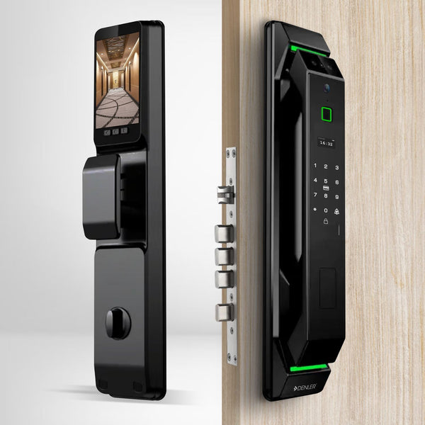 Denler FLv2 Fingerprint Lock, Smart Door Lock, Digital Door Lock 3D Face Recognition, Direct Unlock & Video Intercom, Wi-Fi App, Card, PIN, Key