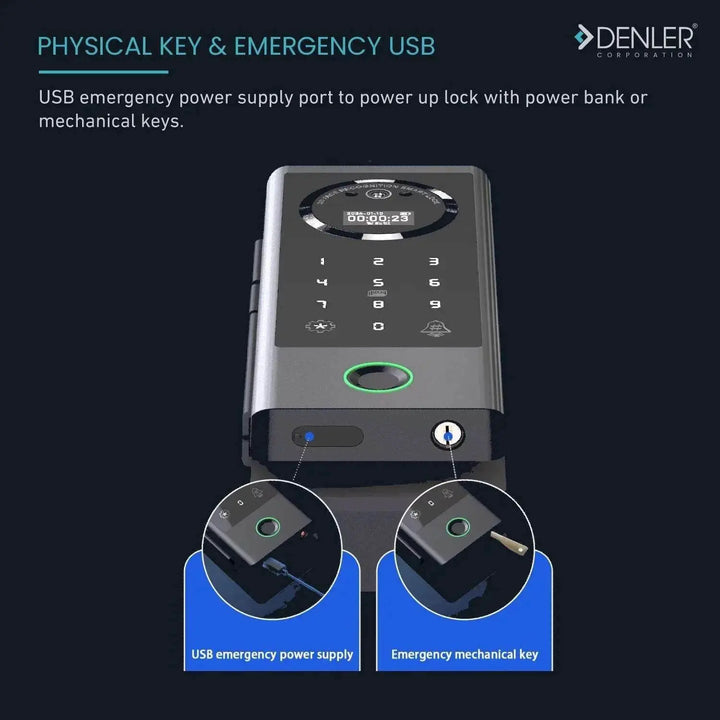 Denler DFS04 Glass Door Lock, Digital Door Lock with 3D Face Recognition, Inbuilt Wi-Fi, Fingerprint Lock, RF Remote, Card, PIN - Denler