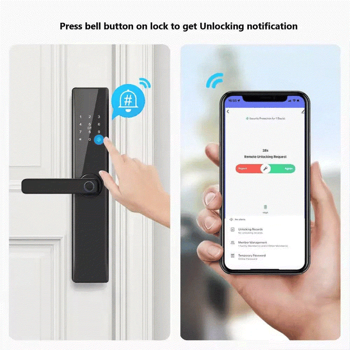 Denler DL05v3 Fingerprint Lock, Smart Door Lock, Digital Door Lock, Inbuilt Wi-Fi, RFID Card, PIN, Keys - Denler
