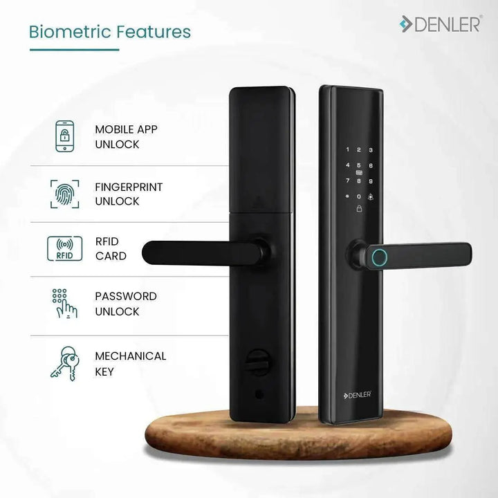 Denler DL05v3 Fingerprint Lock, Smart Door Lock, Digital Door Lock, Inbuilt Wi-Fi, RFID Card, PIN, Keys - Denler