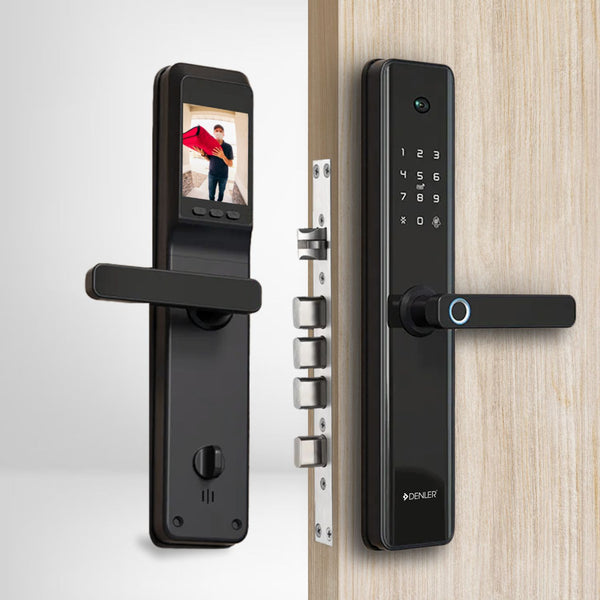 Denler DL04HB Black Smart Lock, Digital Door Lock, Wi-Fi Remote Unlock Using App, Fingerprint, RFID Card, PIN, Keys