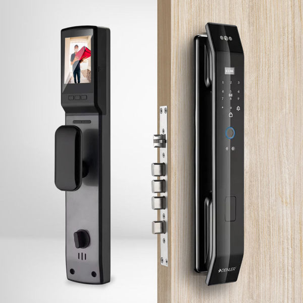Denler F4 Black Smart Lock, Digital Door Lock, Wi-Fi Remote Unlock Using App, Fingerprint, RFID Card, PIN, Keys