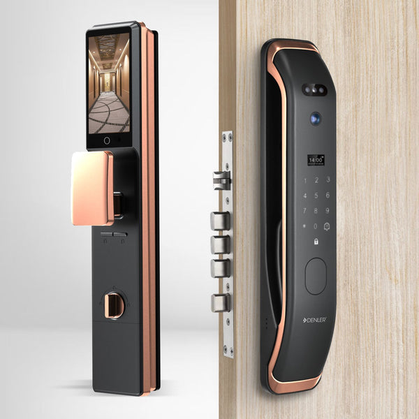 Denler DL04v2 Fingerprint Lock, Smart Door Lock, Digital Door Lock 3D Face Recognition, Video Intercom, Dual Battery, Wi-Fi App, Fingerprint, Card, PIN, Key