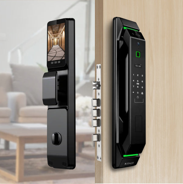Denler FLv2 Smart Door Lock Alexa Google Voice Unlock, Face ID, Inbuilt Wi-Fi for Anytime Video & Unlocking, Fingerprint, Password, Key, Card, Free drawer lock worth 1999