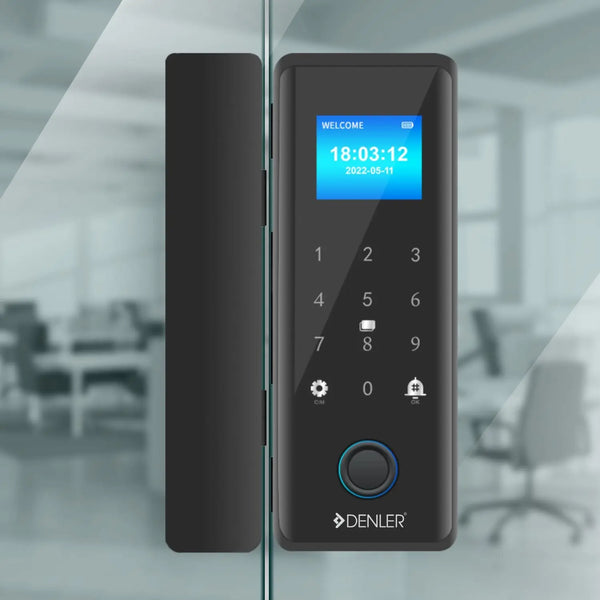 Denler DS04 Glass Door Lock, Smart Door Lock | RF Remote | Fingerprint | PIN | Key | Card | Inbuilt Wi-Fi