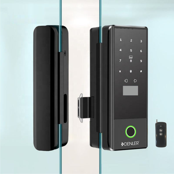 Denler DS04 Glass Door Lock, Smart Door Lock | RF Remote | Fingerprint | PIN | Key | Card | Inbuilt Wi-Fi