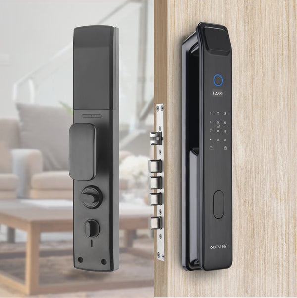 Denler F1 Smart Door Lock Fingerprint Lock, Inbuilt Wi-Fi, App for Remote Unlocking, RFID Card, PIN, Keys