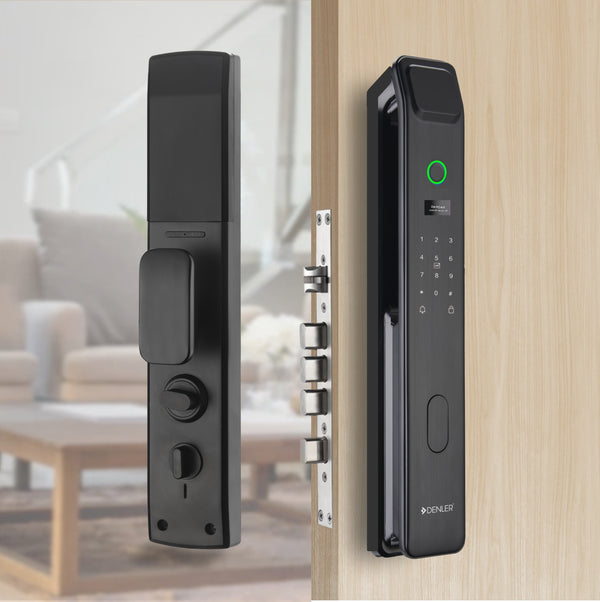 Denler F1 Smart Door Lock Fingerprint Lock, Inbuilt Wi-Fi, App for Remote Unlocking, RFID Card, PIN, Keys