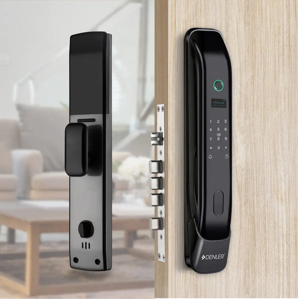 Denler DL01 Smart Door Lock Fingerprint Lock, Inbuilt Wi-Fi, App for Remote Unlocking, RFID Card, PIN, Keys